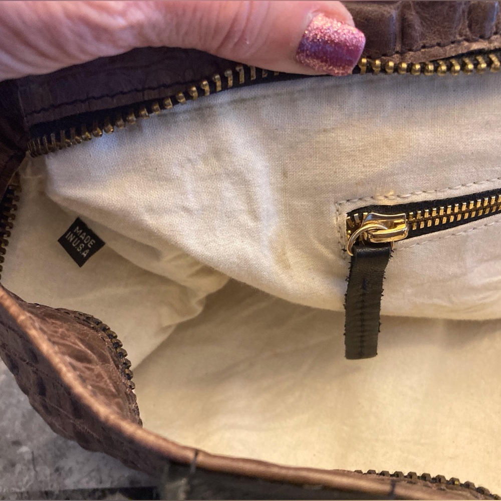 Clare V. Brown Crocodile Embossed Tote Hobo Shoulder Bag Womans Removable Strap - Picture 10 of 16